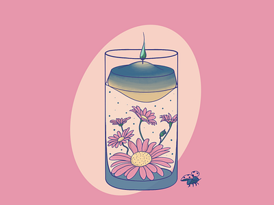 Candle & bug art bug candle chamomile digital art fire illustration ladybug merch spring