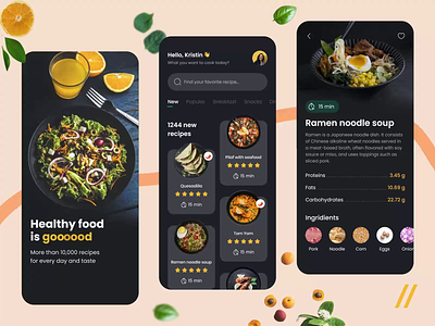 Healthy Food App android animation app app interaction dashboard design design ui diet healthy food interaction interface ios mobile motion design recipe ui ux