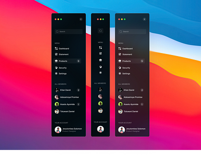 Sidebar (Desktop Platform) mobile app design sidebar sidebar design ui ui ux design ui design web design