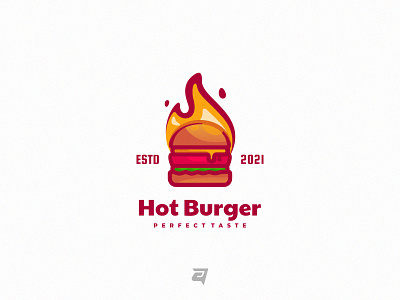 Hot Burger branding colorful delicious design food graphic graphic design hot burger illustration logo modern simple technology vector