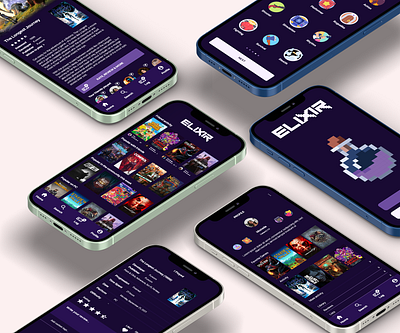 Elixir app branding design games gaming logo media product design product management social media tracker ui user research ux video game video games