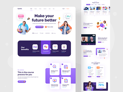 Upskill - Web Design Exploration blue children connection design dribbble effort fun grey landingpage purple skill smart ui uidesign web