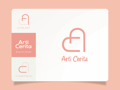 Logo Design : Arti Cerita beauty branding company company logo cream design dress fashion girl graphic design logo make up memoriable minimalist pastel shop simple design text logo woman