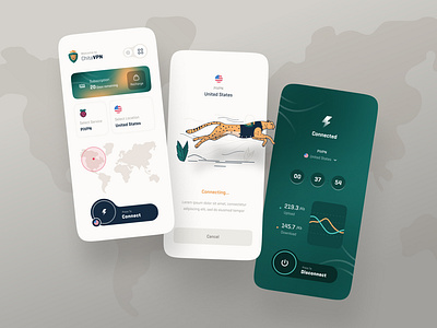 ChitaVPN App Ui Design app connecting design trend ui uidesign uiux vpn