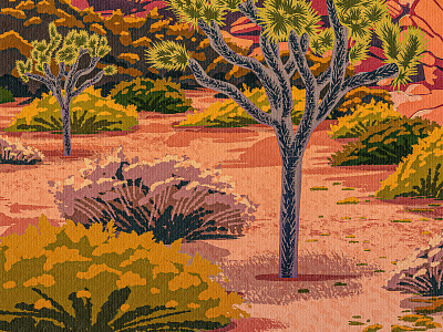 Joshua Tree 2d desert digital painting illustration joshua landscape national nps park poster procreate retro southwest travel tree vintage western works progress administration wpa