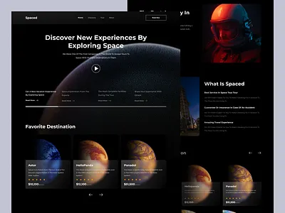 Space Travel Landing Page clean dark mode darkmode design landing page moon space spaced travel travelling ui ui design web design website