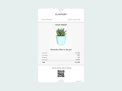 Email Receipt (#dailyui #017) app bill branding card dailyui design email receipt enviroment invoce mobile plant popup purchase receipt reciept trending trendy ui