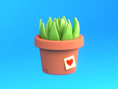 aloe, lill friend! 3d cinema4d illustration low poly pot potted plant succulent vray5