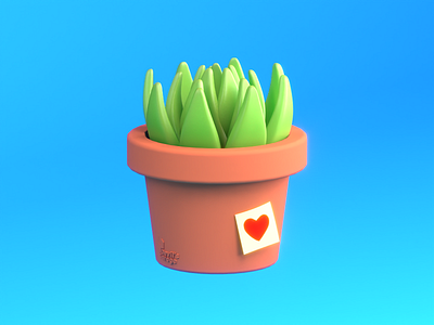 aloe, lill friend! 3d cinema4d illustration low poly pot potted plant succulent vray5