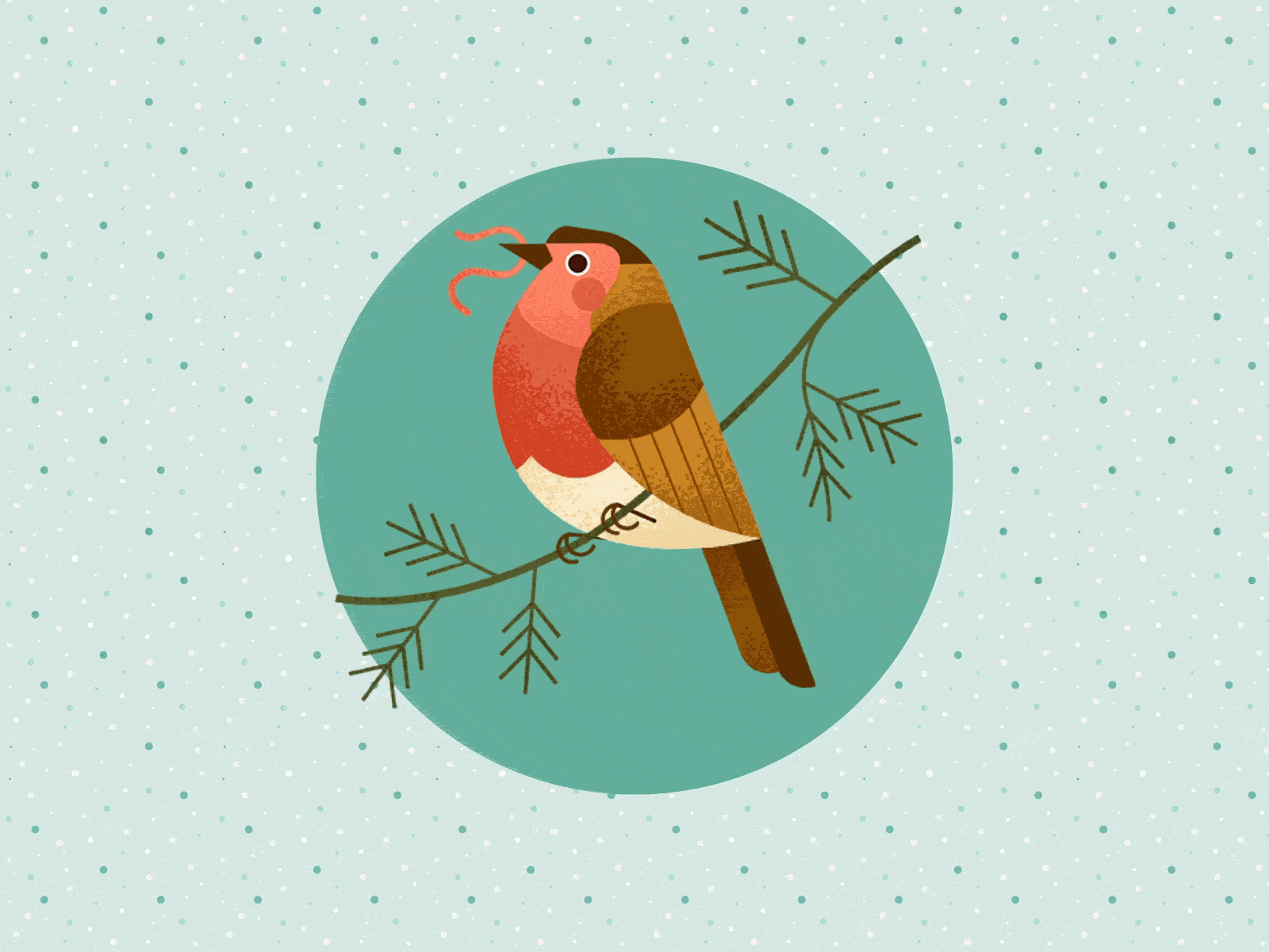 The Early Bird 🪱 adobe animation bird branch brushes design flatdesign gif graphic illustration loop loop animation muti pattern texture vector wings winter worm