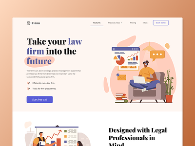 Law firm website | Firmi | Concept branding color concept design figma firm graphic design illu illustration landing landing page law startup ui ux web webflow website