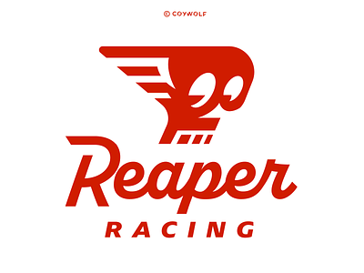 Reaper Racing Logo brandmark cursive death fast grim reaper identify logo logo design logodesign logos logotype racing skull skulls speed typography wing wings