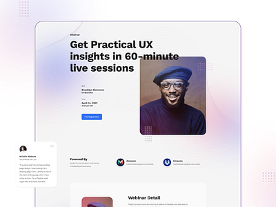 Layout for Webinar clean color design designer event interface minimal modern tech typography ui ux visual web