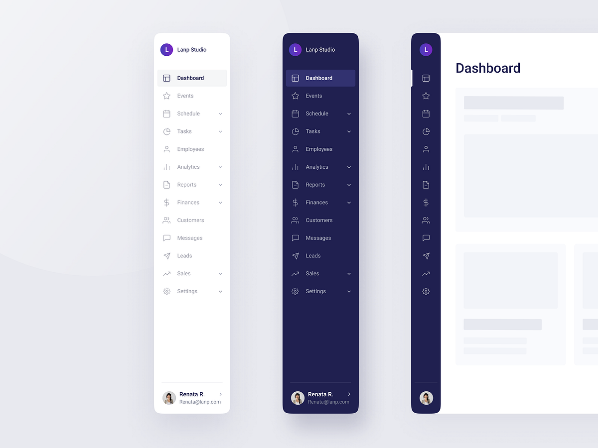 Sidebar Menu - Design by Lanp on Dribbble