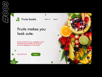 Landing page for online fruit store #dailyui #003 #mouliuxi 003 100 days of ui challenge app branding daily ui design fruit illustration landing page logo mouliuxi online shop store ui ux