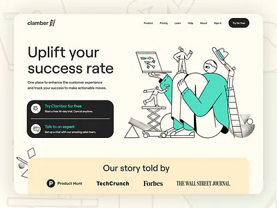 Clamber b2b brand brand designer brand identity branding customer success hero icon illustration illustrator landing page logo modern saas tech webflow website