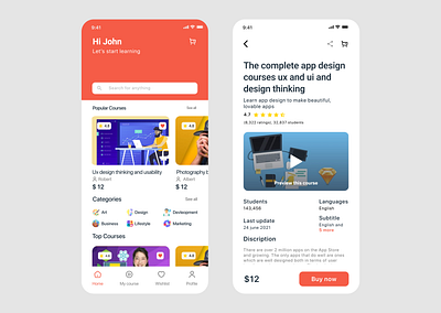 Online course ui design colors design minimal typography uiux web