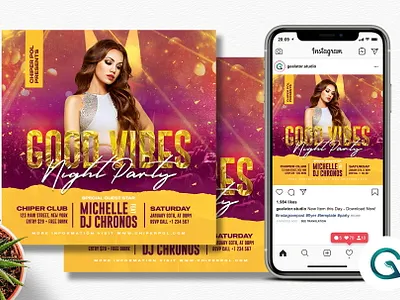 Night Club Party Flyer Template square flyer