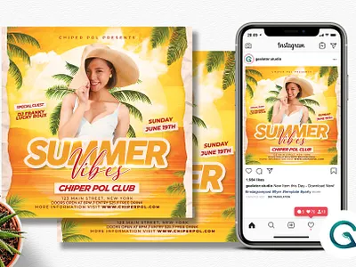 Summer Vibes Flyer Template square flyer summer flyer