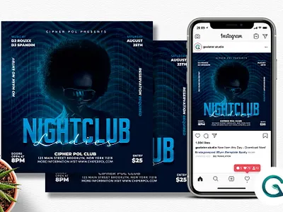 Night Club Ladies Flyer Template square flyer