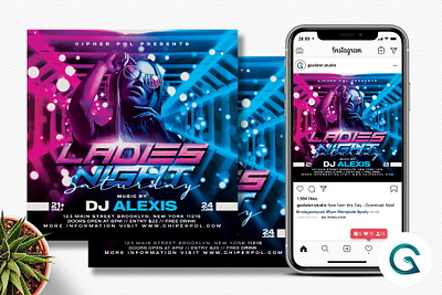 Ladies Night Party Flyer Template square flyer