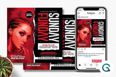 Night Club Party Flyer Template square flyer