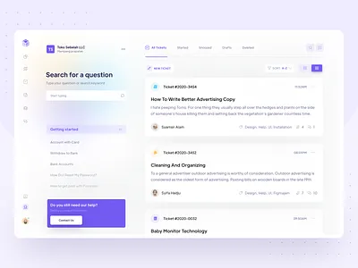 Help Center - Existing Tickets Exploration asking user clean comment section customer help customer portal design exciting tickets getting started help center issues layout help center request response support tracking ui uiux ux vektora web