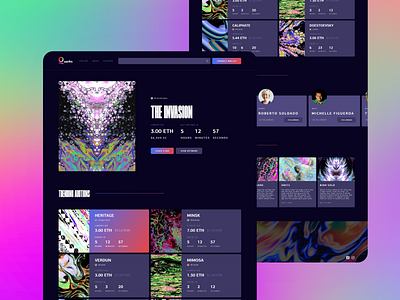 Quarks - NFT Platform adobe xd adobexd artworks branding concept crypto design desktop figma iridescent nft nfts non fungible tokens sonvd ui uidesign ux vaporwave website xd