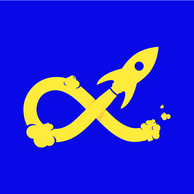 Rocket blue illustration infinity rocket yellow