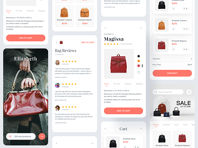 Elizabeth - Ecommerce Mobile App android android app bag bag shop bag store clean design ecommerce elizabeth fashion marketplace minimalist mobile shop online store shop ui