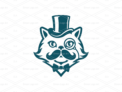 Gentleman Persian Cat With Moustache Logo for Sale barber beauty boutique bow bowler bowtie character fashion gentleman glasses haircut mascot moustache persian cat pet professional retro tailor top hat vintage