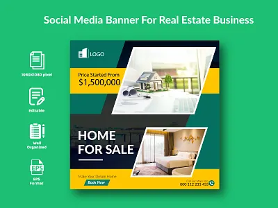 Social Media Banner For Real Estate Business. abcdefghijklmnop abstract banner branding corporate design eps graphic graphic design house illustration modern qrstuvwxyz real estate sale social thumbnail twitterpost typography vector