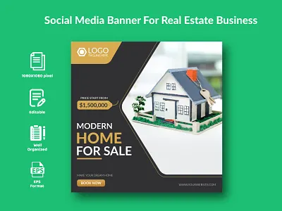 Social Media Banner For Real Estate Business. branding design graphic design sale twitter social media post