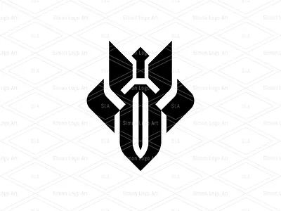 Modern Wolf Sword Warrior Logo for Sale animal automitive entertainment finance fox gladiator guardian howl knight logo multimedia real estate robot security sports sword technology warrior wildlife wolf