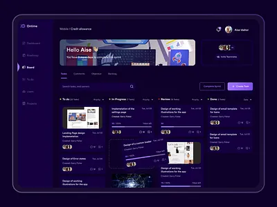 On time dashboard product management project management task tracking webapp
