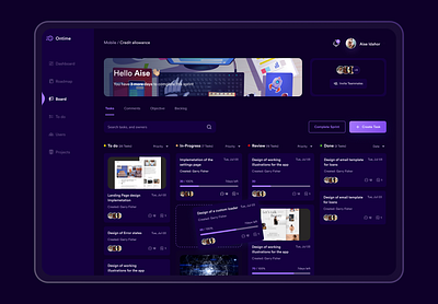 On time dashboard product management project management task tracking webapp