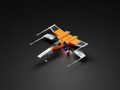 Poe Dameron's X-Wing 3d 3d animation 3d design 3d illustration 3d model airship design illustration logo plane scifi space starwars ui xwing
