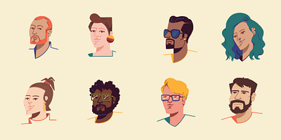 Random people character flat illustration minimal portrait