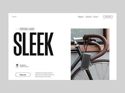 Sleek audio audio branding design header minimal shop speaker store typography ui ux web webshop website