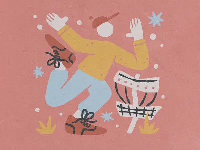 Slingin' Discs character design disc disc golf golf handmade illustration person sports texture