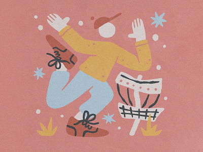 Slingin' Discs character design disc disc golf golf handmade illustration person sports texture