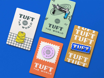 Tuft The World Identity box branding design download identity logo mockup paper box pin pin enamel psd template typography