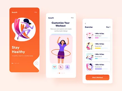 Fitness & Workout App UI 🏃‍♀️💪 activity app clean design exercise fintess gym health interface minimal mobile saddam sport tracker trainer training ui ux wellness workout