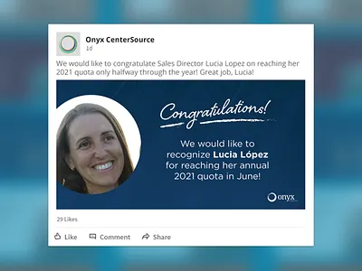 Sales Director Recognition - Onyx twitter