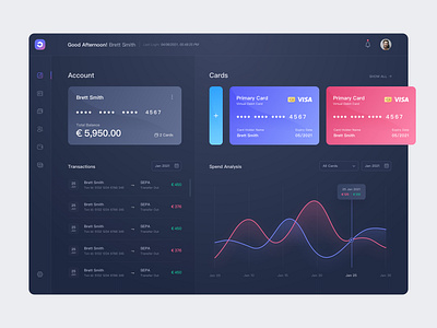 Banking Dashboard - Dark UI minimal