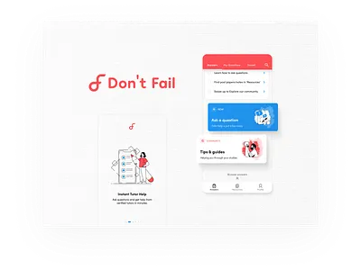 Don't Fail Past Papers & Tutoring: Android App android answers app clean depth design dont fail education exploration illustration layers logo material mobile paper present student teaching tutor ui