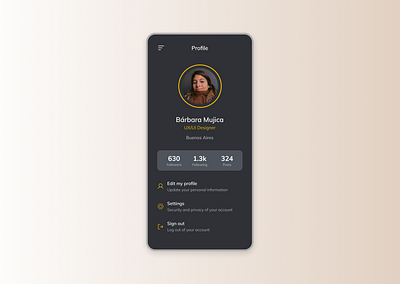 Maratón UI - User profile 2d app challenge dailyui design graphic design product settings ui user profile ux web design