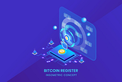 Bitcoin Register - Insometric Vector 3d 3d animation 3d art 3d character 3d illustration agency app business character concept design development flat illustration illustrations landing page page vector web page website