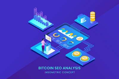 Bitcoin Seo Analysis - Insometric Vector 3d 3d animation 3d art 3d character 3d illustration agency app business character concept development flat illustration illustrations landing page page vector web web page website