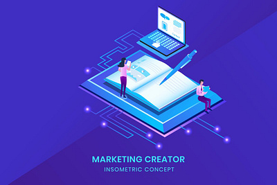 Marketing Creator - Isometric Vector 3d 3d animation 3d art 3d character 3d illustration agency app business character concept development flat illustration illustrations landing page page vector web web page website